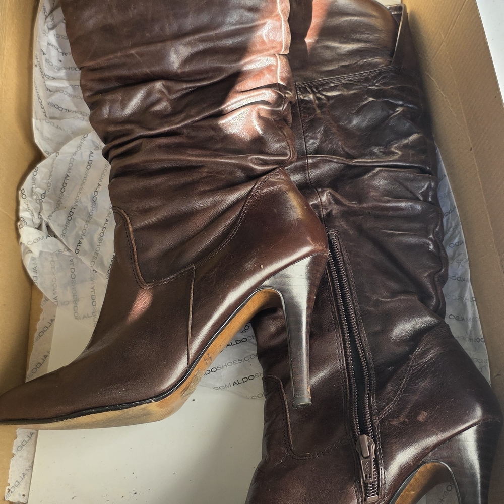 Aldo Women's Dark Brown Heeled Boots - Matsushima Size 37
